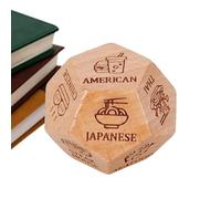 Dés de rencontre pour couples, dés de décision de repas, dés de sélection des aliments en bois - Dés de sélection des aliments à 12 côtés, jeux de dés réutilisables pour couples, amusants pour les