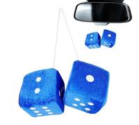 Dés de voiture - Pendentif dés pour rétroviseur arrière de voiture, peluche douce et pelucheuse, ornement intérieur classique rétro, accessoire à suspendre, design cube en mousse léger, détails de cou