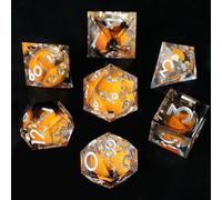 Dés DND Lot de 7 Noyau Liquide, Sables Mouvants Dés Polyédriques à Bords Tranchants Résine pour Donjons et Dragons, Dés D&D RPG D20 D12 D10 D8 D6 D4 Faits à la Main pour Jeux de Rôle