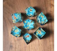 Dés DND Lot de 7 Noyau Liquide, Sables Mouvants Dés Polyédriques à Bords Tranchants Résine pour Donjons et Dragons, Dés D&D RPG D20 D12 D10 D8 D6 D4 Faits à la Main pour Jeux de Rôle