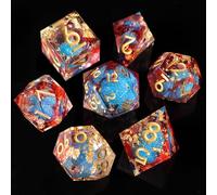 Dés DND Lot de 7 Noyau Liquide, Sables Mouvants Dés Polyédriques à Bords Tranchants Résine pour Donjons et Dragons, Dés D&D RPG D20 D12 D10 D8 D6 D4 Faits à la Main pour Jeux de Rôle