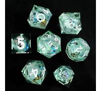 Dés DND Lot de 7 Noyau Liquide, Sables Mouvants Dés Polyédriques à Bords Tranchants Résine pour Donjons et Dragons, Dés D&D RPG D20 D12 D10 D8 D6 D4 Faits à la Main pour Jeux de Rôle