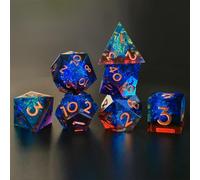 Dés DND Set 7 pièces Résine Polyédriques Sharp Edge Dice Faits à la Main pour Donjons D4 D6 D8 D10 D12 D20 D% Dragons MTG Ttrpg Pathfinder RPG Dés Jeu de Role avec Boîte Cadeau
