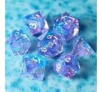 Dés DND Set 7 pièces Résine Polyédriques Sharp Edge Dice Faits à la Main pour Donjons D4 D6 D8 D10 D12 D20 D% Dragons MTG Ttrpg Pathfinder RPG Dés Jeu de Role avec Boîte Cadeau