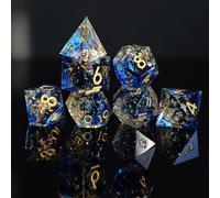 Dés DND Set 7 pièces Résine Polyédriques Sharp Edge Dice Faits à la Main pour Donjons D4 D6 D8 D10 D12 D20 D% Dragons MTG Ttrpg Pathfinder RPG Dés Jeu de Role avec Boîte Cadeau