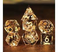 Dés DND Set 7 pièces Résine Polyédriques Sharp Edge Dice Faits à la Main pour Donjons D4 D6 D8 D10 D12 D20 D% Dragons MTG Ttrpg Pathfinder RPG Dés Jeu de Role avec Boîte Cadeau