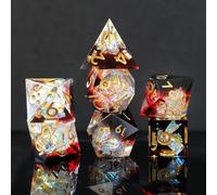 Dés DND Set 7 pièces Résine Polyédriques Sharp Edge Dice Faits à la Main pour Donjons D4 D6 D8 D10 D12 D20 D% Dragons MTG Ttrpg Pathfinder RPG Dés Jeu de Role avec Boîte Cadeau