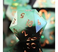 Dés DND Set 7 pièces Résine Polyédriques Sharp Edge Dice Faits à la Main pour Donjons D4 D6 D8 D10 D12 D20 D% Dragons MTG Ttrpg Pathfinder RPG Dés Jeu de Role avec Boîte Cadeau