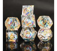 Dés DND Set 7 pièces Résine Sables Mouvants Dice Faits à la Main pour Donjons D4 D6 D8 D10 D12 D20 D% Dragons MTG Ttrpg Pathfinder RPG Dés Jeu de Role avec Boîte Cadeau