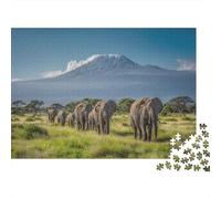 des éléphants d'Afrique marchent dans la Savane | pour Adultes || 1000pcs (75x50cm) Puzzles Jeux Éducatifs Puzzles De Décoration Intérieure