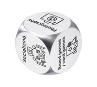 Dés en acier inoxydable pour couples - Cube sélecteur d'idée de date drôle | Dés de décision pour adultes pour couples, jeu de relations pour petit ami, petite amie, mari, épouse, parfait pour