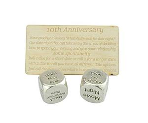 Dés en étain pour un 10e anniversaire de mariage - pour sortie en amoureux - 100 % pur étain