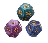 Dés en Résine 12 Faces, Ensemble De 3 Dés - Dés De Divination Constellation Astrologie Multicolore - Pince À Épiler en Résine - Dés Multi-Faces pour Les Astrologues - Ensemble De Dés
