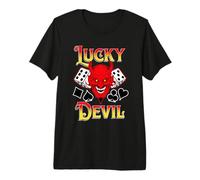 Dés et Cartes Rockabilly Retro Casino Lucky Devil T-Shirt Haut de Gamme