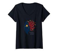 des étoiles dans Mes Yeux, des Rayures sur Mon Esprit T-Shirt avec Col en V, Femme, Noir, M