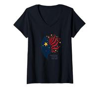 des étoiles dans Mes Yeux, des Rayures sur Mon Esprit T-Shirt avec Col en V, Femme, Noir, XL