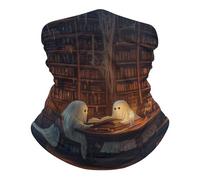 des Fantômes Lisent À Une Table De Bibliothèque en Bois Cache-Cou Respirant Bandeaux Anti-UV Headwrap pour Vélo Sports Anti-Solaire Écharpe Tube