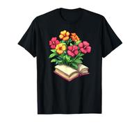 des Fleurs épanouies surgissant d'un Livre d'histoires Ouvert T-Shirt