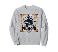des garçons Pirates nés pour Piller Une Chasse au trésor aventureuse Sweatshirt, Unisexe pour Adultes, Gris Chiné, S