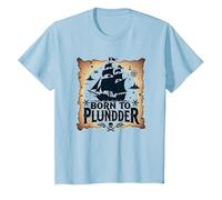des garçons Pirates nés pour Piller Une Chasse au trésor aventureuse T-Shirt, Enfant, Bleu Céleste, 4 Ans