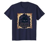 des garçons Pirates nés pour Piller Une Chasse au trésor aventureuse T-Shirt, Enfant, Bleu Marine, 8 Ans