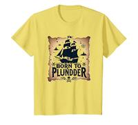 des garçons Pirates nés pour Piller Une Chasse au trésor aventureuse T-Shirt, Enfant, Citron, 6 Ans