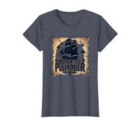 des garçons Pirates nés pour Piller Une Chasse au trésor aventureuse T-Shirt, Femme, Bleu Chiné, S