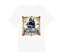 des garçons Pirates nés pour Piller Une Chasse au trésor aventureuse T-Shirt, Femme Grandes Tailles, Blanc, 4X