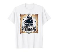 des garçons Pirates nés pour Piller Une Chasse au trésor aventureuse T-Shirt, Homme, Blanc, XXL