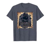 des garçons Pirates nés pour Piller Une Chasse au trésor aventureuse T-Shirt, Homme, Bleu Chiné, XXL