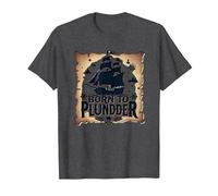 des garçons Pirates nés pour Piller Une Chasse au trésor aventureuse T-Shirt, Homme, Chiné Foncé, 3XL