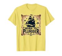 des garçons Pirates nés pour Piller Une Chasse au trésor aventureuse T-Shirt, Homme, Citron, L