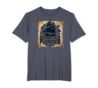 des garçons Pirates nés pour Piller Une Chasse au trésor aventureuse T-Shirt, Homme Grandes Tailles, Bleu Chiné, 5X Tall