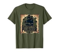 des garçons Pirates nés pour Piller Une Chasse au trésor aventureuse T-Shirt, Homme, Olive, M