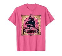 des garçons Pirates nés pour Piller Une Chasse au trésor aventureuse T-Shirt, Homme, Rose Chiné, 3XL