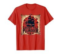 des garçons Pirates nés pour Piller Une Chasse au trésor aventureuse T-Shirt, Homme, Rouge, S