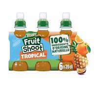 Des goûters fruités et sains pour les enfants avec FRUIT SHOOT Tropical, lot de 6 bouteilles de 20 cl sans arômes ni colorants artificiels