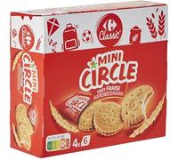 Des goûters fruités qui raviront les enfants - CARREFOUR CLASSIC' Biscuits Goût Fraise Mini Circle, le paquet de 168g - Lot de 4