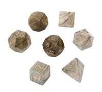 Dés Jaspe Océan - Dés sculptés à la main en pierres précieuses D4 D6 D8 D10 D12 D20 en centile ou 7 pièces polyédriques pour jeux de rôle DND et de table (combinaisons)