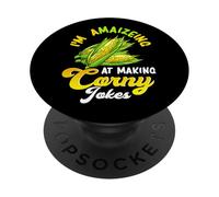 des Jeux de Mots Idiots sur Le maïs Que J'adore Faire des blagues banales PopSockets PopGrip Adhésif
