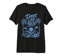 des Jours comme Ces Ambiance Tropicale Coucher de Soleil Palmier océan Plage T-Shirt Haut de Gamme