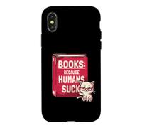 des Livres Parce Que Les Humains sucent Une Chatte Amusante et Mignonne Amoureuse des Livres, EduEly Coque pour iPhone X/XS