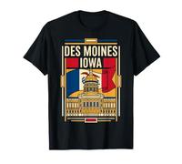 des Moines, Drapeau de l'Iowa, État, Capitole des États-Unis, Art de Voyage T-Shirt