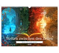Des mondes entre les lignes - Des livres qui font rêver (Calendrier mural 2026 DIN A3 horizontal), CALVENDO calendrier mensuel