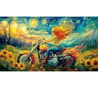 des Motards roulent au Coucher du Soleil sur Une Route dégagée Puzzle 1000 pièces en Papier recyclé - Jeu Familial Amusant & Activité à Domicile Idée Cadeau Parfaite pour Adultes 75x50/1000pcs