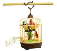 Des oiseaux parlants, du son et du mouvement des oiseaux et des sons d'oiseau réaliste et réalistes en cage, 3 remplacements de châssis et un perroquet parlants exploité par batterie avec un bec mobi