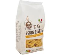 Des pâtes authentiques cuites en 12 minutes - CARREFOUR ORIGINAL Penne Rigate n°41 moule en bronze, 500g - Lot de 4