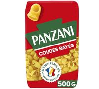 Des pâtes authentiques pour des repas savoureux et réconfortants - PANZANI Coudes Rayés, Blé 100% Français, Fabriqué en France, 500 g - Lot de 4