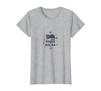 des Pattes pour se détendre : Temps de Lecture Confortable pour Les Amoureux des Chats T-Shirt, Femme, Gris Chiné, 3XL