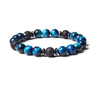 des Perles de Pierre de zèbre Rose Naturel 8 mm Lava Volcanique Ajustement pour Les Femmes d'amitié spécifique (Taille: 19 cm, Couleur: Bronze Antique plaqué)